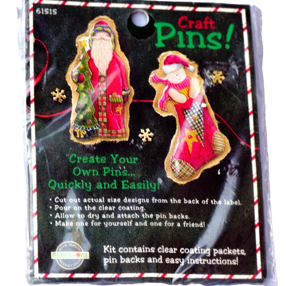 Dimensions Christmas Crafts Kit Make Holiday Jewelry Brooch Pins Santa Stocking